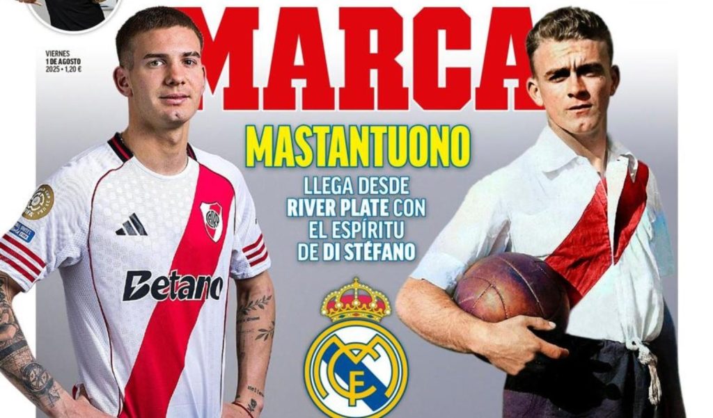 Le meten presión: en España comparan a Mastantuono con Di Stéfano