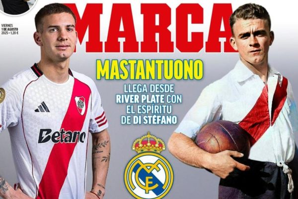 Le meten presión: en España comparan a Mastantuono con Di Stéfano